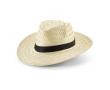 Chapeau en paille naturelle avec ruban en polyester couleur noir