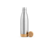 Bouteille en acier recyclé à double paroi avec bouchon en bambou 500ml couleur argenté