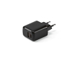 Chargeur mural en plastique recyclé avec ports USB-A et USB-C 20W couleur noir