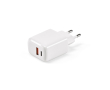 Chargeur mural en plastique recyclé avec ports USB-A et USB-C 20W couleur blanc