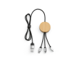 Câble de charge 5 en 1 en bambou et plastique écoresponsable avec charge sans fil 1m couleur noir