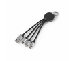 Câble de charge compact 4-en-1 avec porte-clés et logo lumineux 10W couleur noir