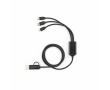 Câble de charge tressé 5-en-1 à connecteurs multiples 10W couleur noir