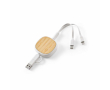 Câble de charge rétractable double 3 en 1 en bambou, longueur 1 m couleur blanc