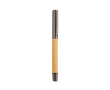 Stylo en bambou et acier inoxydable recyclé avec pointe à encre bleue couleur argenté brillant