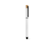 Stylo roller en aluminium recyclé et bambou avec encre bleue couleur blanc