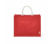 Sac de courses en jute laminé avec anses en coton 20L couleur rouge