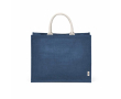 Sac de courses en jute laminé avec anses en coton 20L couleur bleu marine