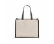 Sac de courses en coton recyclé et jute avec longues anses 300 g/m² couleur noir
