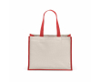 Sac de courses en coton recyclé et jute avec longues anses 300 g/m² couleur rouge