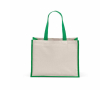 Sac de courses en coton recyclé et jute avec longues anses 300 g/m² couleur vert