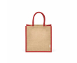 Sac de courses en jute laminé avec anses en coton 16L couleur rouge
