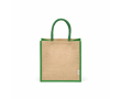 Sac de courses en jute laminé avec anses en coton 16L couleur vert