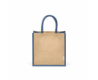 Sac de courses en jute laminé avec anses en coton 16L couleur bleu marine