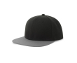 Casquette en sergé de polyester recyclé avec visière plate 300 g/m² couleur noir/gris