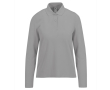 Polo classique pour femme en coton piqué à manches longues 180 g/m² couleur gris chiné