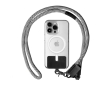 Tour de cou en RPET avec support pour téléphone et double mousqueton couleur blanc/noir
