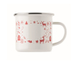 Tasse en métal émaillé au style de Noël, en boîte individuelle 300 ml couleur blanc cassé