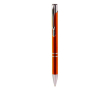 Stylo en aluminium recyclé avec bouton-poussoir encre bleue couleur marron orangé