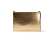 Trousse compacte en PU finition dorée avec fermeture éclair assortie couleur doré