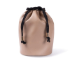 Trousse type sac en cuir synthétique avec fermeture à cordons couleur beige