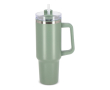 Grand gobelet thermique en acier inoxydable avec paille 1,2L couleur vert olive