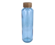 Bouteille en verre recyclé fabriquée en Europe, bouchon en bois 650 ml couleur bleu clair transparent