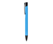 Stylo en aluminium recyclé avec clip noir et encre bleue couleur bleu ciel