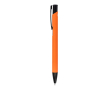 Stylo en aluminium recyclé avec clip noir et encre bleue couleur orange