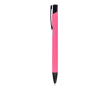 Stylo en aluminium recyclé avec clip noir et encre bleue couleur rose