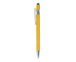 Stylo en aluminium recyclé avec clip robuste et encre bleue couleur jaune