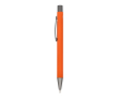 Stylo en aluminium recyclé à toucher doux et encre bleue couleur orange