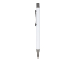Stylo en aluminium au toucher doux, corps fin et encre noire couleur blanc