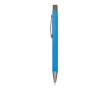 Stylo en aluminium au toucher doux, corps fin et encre noire couleur bleu ciel