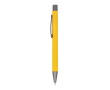 Stylo en aluminium au toucher doux, corps fin et encre noire couleur jaune