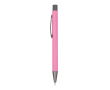 Stylo en aluminium au toucher doux, corps fin et encre noire couleur rose