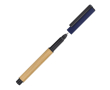Stylo roller en bambou avec capuchon et clip en plastique, encre noire couleur bleu foncé
