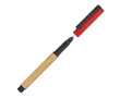 Stylo roller en bambou avec capuchon et clip en plastique, encre noire couleur rouge foncé