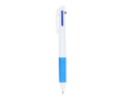 Stylo à bille avec cordon porte-clés, encre bleue, noire et rouge couleur blanc/bleu