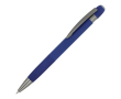 Stylo à bouton-poussoir en aluminium à rayures verticales, encre bleue couleur bleu foncé