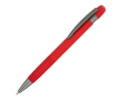 Stylo à bouton-poussoir en aluminium à rayures verticales, encre bleue couleur rouge