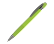 Stylo à bouton-poussoir en aluminium à rayures verticales, encre bleue couleur vert lime