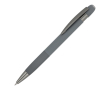Stylo à bouton-poussoir en aluminium à rayures verticales, encre bleue couleur gris