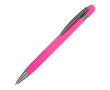 Stylo à bouton-poussoir en aluminium à rayures verticales, encre bleue couleur rose