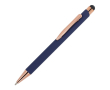 Stylo en aluminium recyclé avec gravure laser et clip métallique couleur bleu foncé