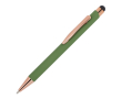 Stylo en aluminium recyclé avec gravure laser et clip métallique couleur vert olive