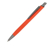 Stylo en aluminium avec clip métallique, toucher doux, encre bleue couleur orange