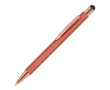 Stylo avec pointe tactile et clip métallique, encre bleue couleur or rose