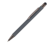 Stylo avec pointe tactile et clip métallique, encre bleue couleur gris