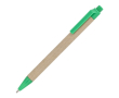 Stylo en papier avec détails en plastique colorés, encre bleue couleur vert